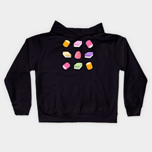 Dolly Mixture Sweets Colourful Pattern on Black Kids Hoodie